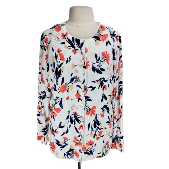 Croft Barrow Womens Two Pieces Top Size XXL Floral Crew Neck Long Sleeve 150P - Picture 1 of 7